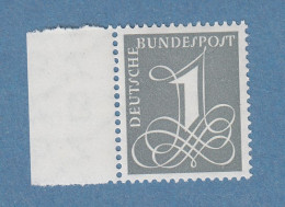 Bund 1958 1Pfg Grau Wz4 X Mi.-Nr. 285X Mit Linkem Seitenrand ** - Unused Stamps