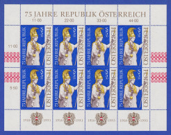 Österreich 1993 75 Jahre Republik Österreich Mi.-Nr. 2113 Kleinbogen ** - Ungebraucht