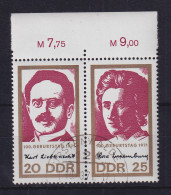DDR 1971 Liebknecht/Luxemburg Mi.-Nr. 1650-1651 ZSD Oberrandstück O FÜRSTENWALDE - Usados