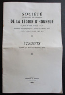 Fascicule 1958 STATUTS SOCIETE D' ENTRAIDE DES MEMBRES DE LA LEGION D' HONNEUR - Andere & Zonder Classificatie