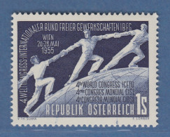 Österreich 1955 Sondermarke Weltkongress Des IBFG Mi.-Nr. 1018 - Nuevos
