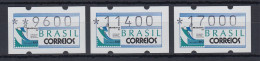 Brasilien 1993 Sonder-ATM BRASILIANA'93, Mi.-Nr. 5, Satz 9600-11400-17000 ** - Franking Labels