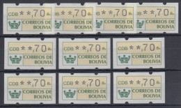 Bolivien / Bolivia ATM Wertstufe **,70 Lot 10 Stück **  - Bolivië