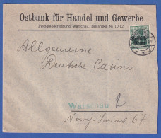 Dt. Bes.1.WK Polen Stadtpost Warschau Mi.-Nr. 10 Rücks. Auf Ortsbrief - Ocupación 1914 – 18