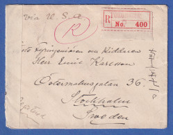 Japan 1917  10 Sen Blau Mi.-Nr. 117 I Als EF Auf Zensiertem R-Brief N. Schweden - Other & Unclassified