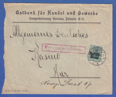 Dt. Bes.1.WK Polen Stadtpost Warschau Mi.-Nr. 8 Rücks. Auf Ortsbrief - Bezetting 1914-18