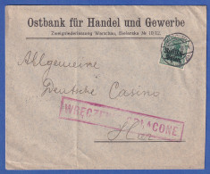 Dt. Bes.1.WK Polen Stadtpost Warschau Mi.-Nr. 10 Rücks. Auf Ortsbrief - Bezetting 1914-18