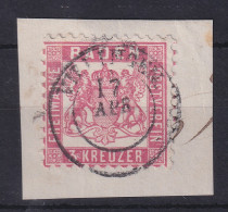 Baden 3 Kreuzer Rot Mi.-Nr. 18  O VILLINGEN Auf Briefstück - Used