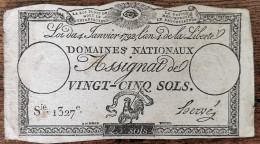 Assignat 25 Sols - 4 Janvier 1792 - Série 1327 - Domaine Nationaux - Assignate