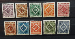 04 - 24 - Madagascar - Timbres Taxe N° 31 à 40 * - MH - Série Complète - Portomarken