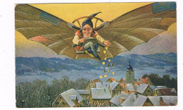 KAB-50  A Flying DWARF Is Trowing Coins Above A Village - Cuentos, Fabulas Y Leyendas