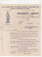 Besançon (25) Lettre Avec Entête JOYEROT-JACOT Comptoir D'horlogerie 1937   (PPP47282) - 1900 – 1949