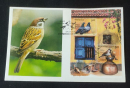 Sparrow Bird Pigeon Fdc India Inde Indien - Lettres & Documents