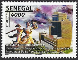 Senegal 2023 PAPU Joint Issue 4000f Arusha Tower African Renaissance Monument Unreported Michel Mint Stamp - Emissioni Congiunte