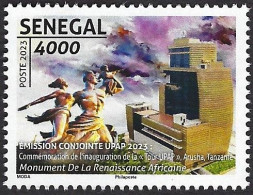 Senegal 2023 PAPU Joint Issue 4000f Arusha Tower African Renaissance Monument Unreported Michel Mint Stamp - Sénégal (1960-...)