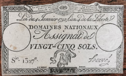 Assignat 25 Sols - 4 Janvier 1792 - Série 1327 - Domaine Nationaux - Assegnati