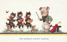 UNE SYMPHONIE SUREMENT INACHEVEE- 3 Chats Et Chien - Gekleidete Tiere