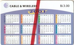 TARJETA DE PANAMA DE CABLE & WIRELESS DE B/.3.00 CALENDARIO AÑO 2001 (NUEVA-MINT) - Panama