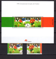 Portugal 1996 Football Soccer European Championship Set Of 2 + S/s MNH - UEFA European Championship
