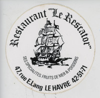 Le Havre Autocollant "Restaurant Le Rescator" Rue Lang Fruits De Mer & Poissons (voilier Sauveur) 10 Diam - Unclassified