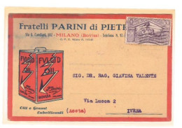 MILANO - FRATELLI PARINI - BOVISA - OLII E GRASSI LUBRIFICANTI - VIAGGIATA - Werbepostkarten