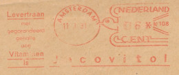 Meter Cover Netherlands 1931 - Komusina 108 Liver Oil - Vitamins - Jecotivol - Amsterdam - Farmacia