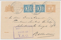 Briefkaart G. 88 B II / Bijfrank. Bloemendaal - Rotterdam 1920 - Postal Stationery