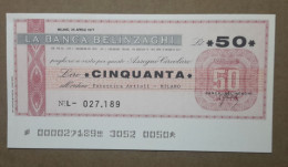 BANCA BELINZAGHI, 50 LIRE 26.04.1977 FOTOTTICA ARTIOLI MILANO (A1.80) - [10] Assegni E Miniassegni