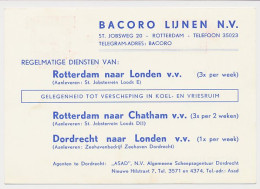 Meter Card Netherlands 1961 Shipping Company Bacoro - Sailing List Rotterdam - GB / UK - Bateaux
