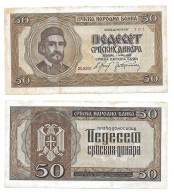 Serbie Serbia Yougoslavie Yugoslavia 50 Dinara 1942 AUNC / UNC / NEUF - Serbie