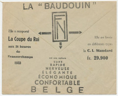 Postal Cheque Cover Belgium 1934 Car - FN - Fabrique Nationale - La Baudouin - Coches