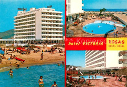 73753175 Rosas Costa Brava Cataluna Hotel Victoria Pool Strandpartie Rosas Costa - Sonstige & Ohne Zuordnung
