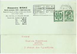 Carte Postale. Alexandre BISKE, Bruxelles. Timbre Publicité TELEFUNKEN. 1937. - Lettres & Documents
