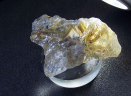 Rutile Crystals In Water Clear Quartz ( 4.5  X 3 X 1.5 Cm ) Novo Horizonte  - Bahia  - Brazil - Minerals
