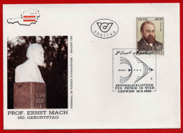 FDC150. Geburtstag Prof. Ernst Mach  Vom 19.2.1988 - FDC