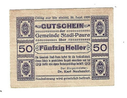 *notgeld   Austria Stadl-paura 50 Heller   1008.1a  Cat Val  1 Euro - Oostenrijk