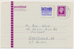 Postblad G. 24 / Bijfrankering Alkmaar - Sheffield GB / UK 1977 - Ganzsachen