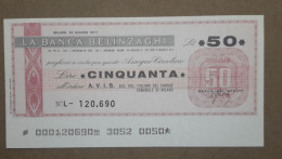 BANCA BELINZAGHI, 50 LIRE 30.06.1977 A.V.I.S. MILANO (A1.82) - [10] Cheques En Mini-cheques