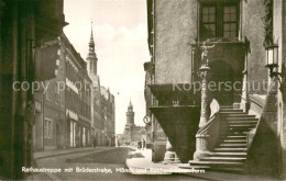 73753049 Goerlitz Sachsen Rathaustreppe Mit Bruederstrasse Moench Und Reichenbac - Görlitz