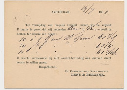 Briefkaart G. 18 Particulier Bedrukt Locaal Te Amsterdam 1880 - Postal Stationery