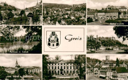 73753030 Greiz Thueringen Stadtansichten Ratheauplatz Parksee Schloss Kirche Som - Greiz