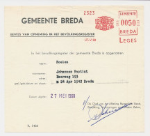 Gemeente Leges Machinestempel 0050 Breda 1960 - Fiscale Zegels
