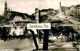 73753024 Zwickau  Sachsen Hauptmarkt Mit Dom Rathaus Schwanenteich Musiktempel  - Zwickau