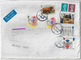 Great Britain 1998 Airmail Printed Matter Cover From London Agency Mount Pleasant To Blumenau Brazil 6 Stamp+Gutter Pair - Lettres & Documents