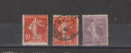 1906 N°134 à 136 Semeuse Avec Sol Et Semeuse Inscriptions Maigres Oblitérés (lot 341) - Used Stamps