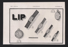 Pub Papier 1930 Horlogerie Montre LIP Montres Besançon Horloger - Advertising