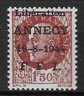 France Libération Annecy Mayer N° 1 Neuf ** MNH. Signé Calves. TB - Befreiung