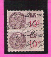 Timbres Fiscaux Surchargés D.A. Paire 10 Centimes Oblitérés Dateur Au Verso 13.6.38 - Zegels