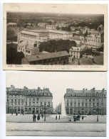 LOT 2 CP * RENNES Vue Panoramique Prise Du Clocher Notre Dame Faculté Collège & Place Palais Rue Bourbon - Rennes