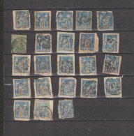 Lot De 23 Timbres Type Sage Oblitérés Bureaux De Paris Sur Fragment - Verzamelingen